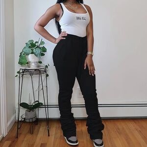 Women Stacked Leggings Pants Casual High Waist Sweatpants